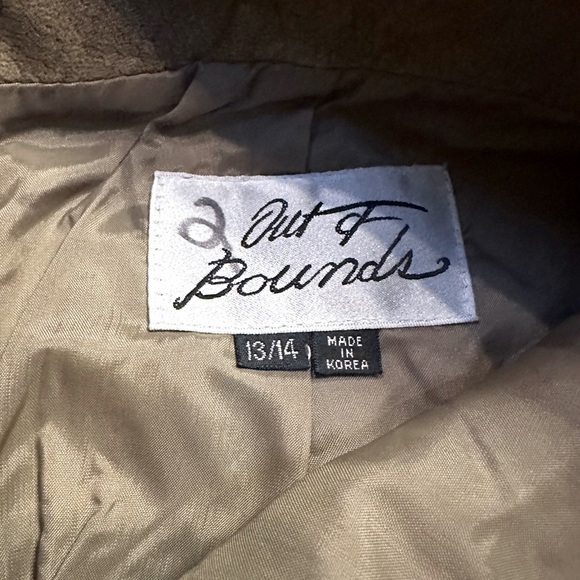 Vintage 1990s patchwork brown leather mini skirt with gold coin trim high waist - Picture 6 of 10